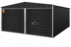 GRAFITO SPALVOS SKARDINIS GARAŽAS LUX 6x8 – DVIŠLAITIS STOGAS, PAKELIAMI VARTAI