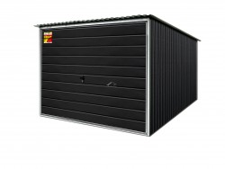 GRAFITO SPALVOS SKARDINIS GARAŽAS LUX 2x2 – STOGO NUOLYDIS Į GALĄ, PAKELIAMI VARTAI