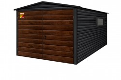 GARAŽAS ALFA 2x3 – DVIŠLAITIS STOGAS, DVIVĖRĖS DURYS, SKARDOS APDAILOS ELEMENTAI, PVC LANGAS