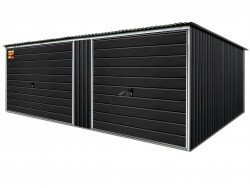 GRAFITO SPALVOS SKARDINIS GARAŽAS LUX 8x8 – STOGO NUOLYDIS Į GALĄ, PAKELIAMI VARTAI